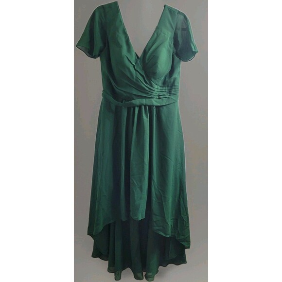 Lavetir Women’s Size 12 Emerald Green Hi Low Dress Holiday Cocktail Lace Up Back - Picture 1 of 9